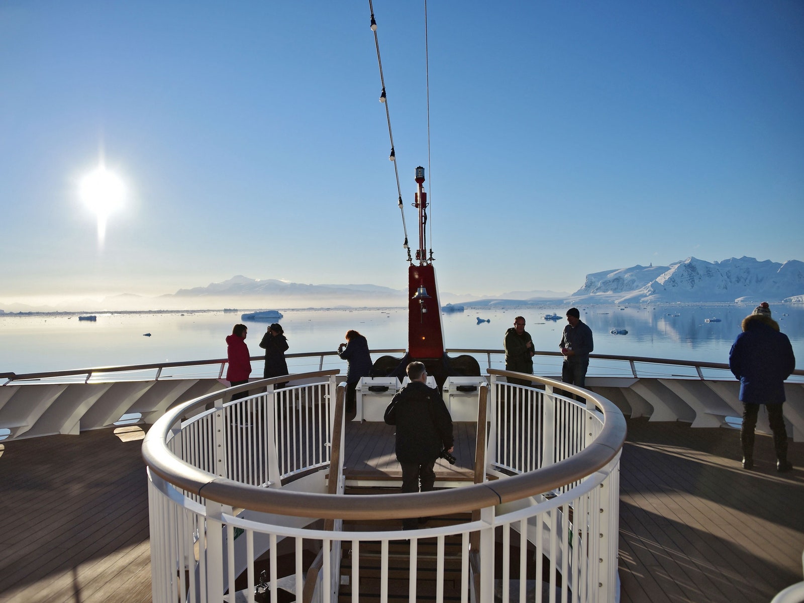 people on a boat in Antarctica